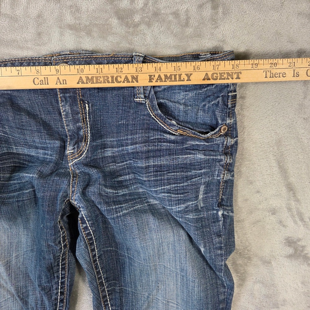 Hydraulic Womens Slim Leg Jeans Medium Wash Contrast Stitch Low Rise Size 11/12 - Picture 2 of 9